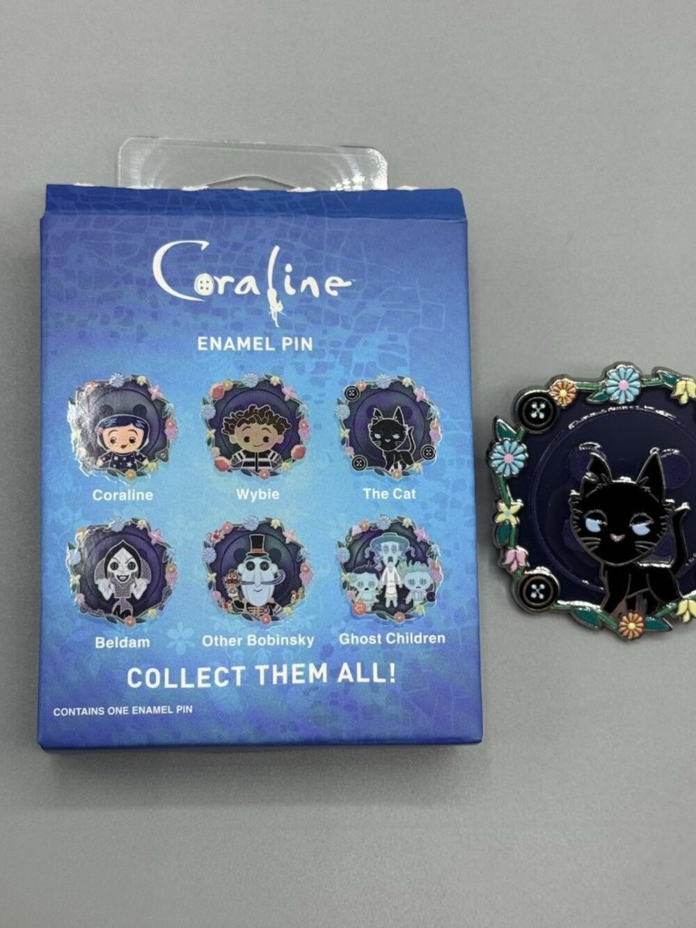 Coraline Floral Stained Glass Blind Box Pin New Open Box THE CAT